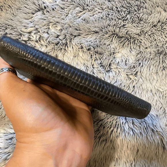 Salvatore Ferragamo Snakeskin Black Silver-Tone Hardware Tri-Fold Wallet MP $398 - Picture 5 of 15